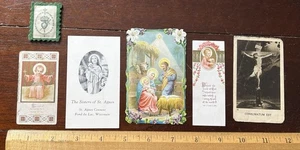 Lot  5 Prayer Cards, and Felt Medallion  made in Germany and USA, - Picture 1 of 3