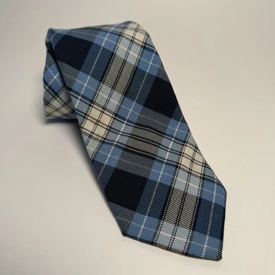 Corbata a cuadros azul Lands’ End para hombre 3,5” de ancho 62” de largo hecha en EE. UU. poliéster y rayón Foto 1 de 4