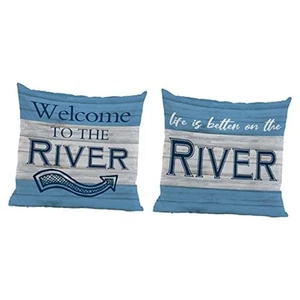 Lake House Nautical Pillow Covers - River Life Decor, Coastal Nautical River - Picture 1 of 5