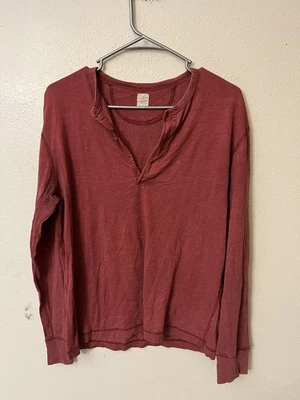 J.Crew Sweater Men's Size Medium Cotton Henley Long Sleeve Red - Image 1 of 4