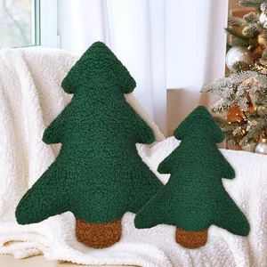 2 PCS Christmas Pillows,Green Plush Christmas Tree Shaped Pillow,Cute Soft Th... - Bild 1 von 7
