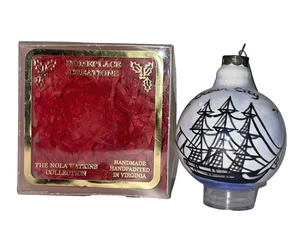 Nola Watkins Ocean City Ornament Porcelain Clipper Ship Christmas Ball Vint 90's - Picture 1 of 14
