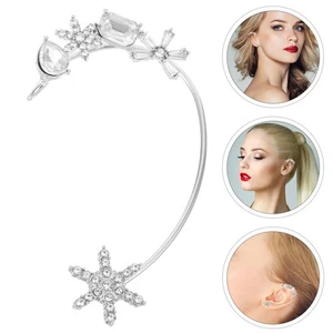 Scintillio Snowflake Ear Polsino Gancio Gancio per gioielli regalo - Foto 1 di 8