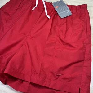 Pantaloncini larghi vintage Y2K Nike donna nylon rosso 5 pollici allenamento palestra nuovi con etichette taglia S - Foto 1 di 10