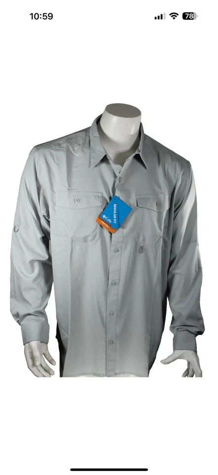 New COLUMBIA Omni-Shade Men's XL Gray UPF 40 Long Sleeve Shirt MSRP $55 - Image 1 of 1