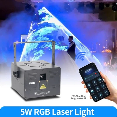 Luz láser de animación a todo color 5W RGB DMX ILDA para boda fiesta escenario DJ Foto 1 de 4