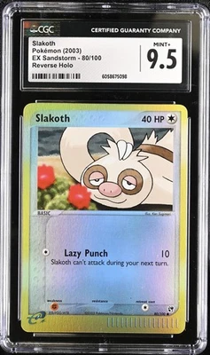 CGC 9.5 MINT+ Slakoth 2003 EX Sandstorm 80/100 Reverse Holo Pokemon Card - Image 1 of 2