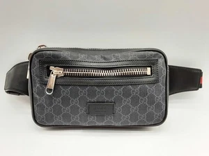 Gucci 474293 Black Gg Supreme Coated Canvas Zip Pocket Belt Bag Do1124rxzde - Picture 1 of 14