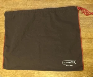 Coach Dust Bag Brown Red Stitching Drawstring Purse Protective Cover - Picture 1 of 10
