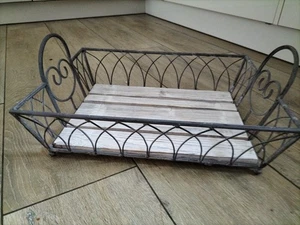 Dekotablett Shappy Metall Holz grau NEU - Bild 1 von 4