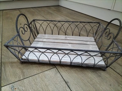 Dekotablett Shappy Metall Holz grau NEU - Bild 1 von 4