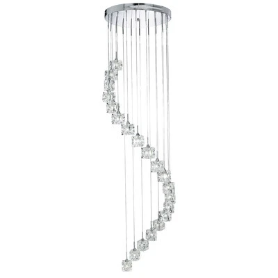 Lampadario Classico Ice Cube Acciaio Cromo Vetro Trasparente Led 3,2W 3000K - Immagine 1 di 4