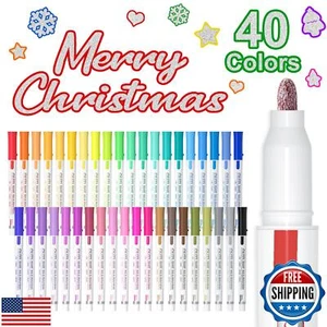 Shuttle Art Double Line Outline Permanent Marker, 40 Farben Squiggles Shimme - Bild 1 von 5