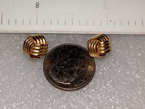 14K YELLOW GOLD RIBBON KNOT STYLE STUD EARRINGS, 5/16", .7 GRAMS - Picture 1 of 3