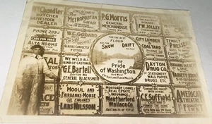 Rara antica insegna pubblicitaria uomo western americano foto installatore! Washington! - Foto 1 di 12