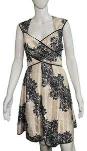 NEW Jessica Simpson Black / White Size 2  Waist Wrap Knee Length Formal Dress - Picture 1 of 12