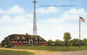 State Highway Patrol Station Cambridge Ohio linen postcard - Imagen 1 de 2