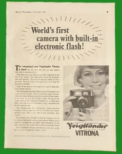 1964 Voigtlander Vitrona First 35mm Camera Built In Flash Full Page B/W Advert - Picture 1 of 1