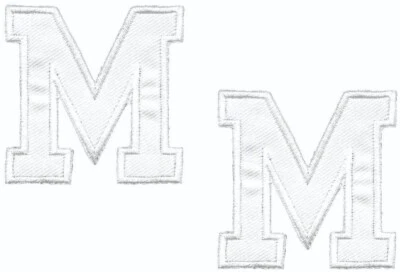 White Varsity Letter M Patch Iron On for Jackets, Backpacks, Crafts (1 7/8" in) - Image 1 of 4