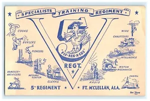 1944 Fort McClellan Basic Field Training Postcard 5th Regiment  - Picture 1 of 2