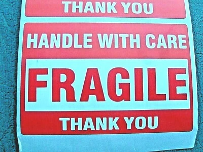 FRAGILE Handle With Care Stickers 2" x 3" Pack of 30 (THIRTY) Self Stick Labels  - Image 1 of 4