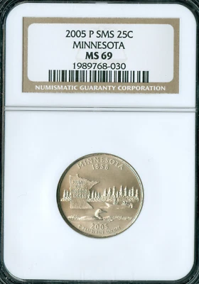 2005 P MINNESOTA STATE QUARTER NGC MS69 SMS FINEST GRADED  * - Image 1 of 2