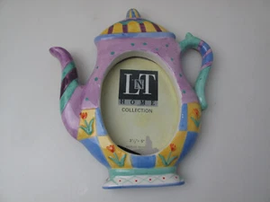 LNT Home Teekanne Bilderrahmen Vintage lila mit grün blau/gelb 3 1/2 x 5" - Bild 1 von 3