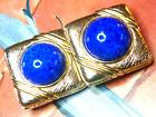 Donald Stannard Signed Vintage 1980s Faux Lapis-Lazuli Square Clip-on Earrings