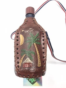 Dominacana Republica Santo Domingo Leather Wrapped Glass Whisky Decanter Jug - Picture 1 of 11