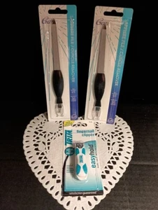 Set/2 GEM Sapphire Files w/Cuticle Removers + 1 TRIM Fingernail Clipper-NEW - Picture 1 of 5