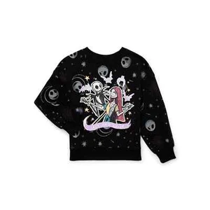The Nightmare Before Christmas Girls Graphic Fleece Sweatshirt with Glitter - Picture 1 of 3