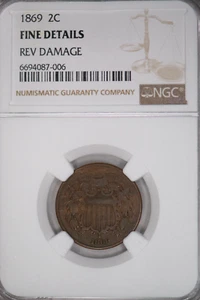 1869 2C Two Cent Fine Details NGC - Picture 1 of 2