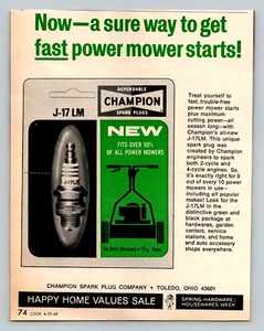 1969 Champion Zündkerzen Netzmäher 5 Zoll x 6,5 Zoll Vintage Druck Anzeige (C) - Bild 1 von 1