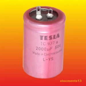 2000 uF 50 V TESLA TC937a ELEKTROLYTKONDENSATOR L-YS - Bild 1 von 2