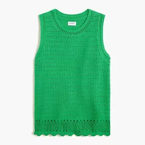 J. Crew Womens Green Crochet Knit Scalloped Hem Sweater Tank Size XS - Picture 1 of 5