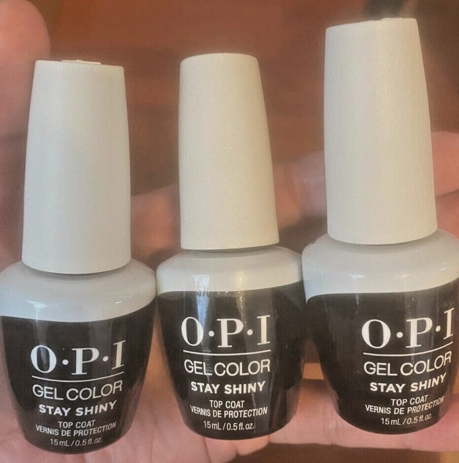 3 Bottles OPI GelColor Soak Off Gel - Stay Shiny Top Coat 15ml 0.5oz - Image 1 of 1