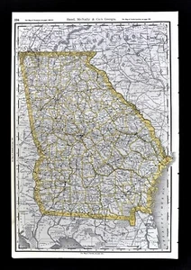 1892 Rand McNally Railroad Map Georgia Atlanta Macon Savannah Rome Augusta RR - Picture 1 of 4