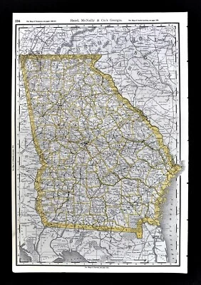 1892 Rand McNally Railroad Map Georgia Atlanta Macon Savannah Rome Augusta RR - Image 1 of 4
