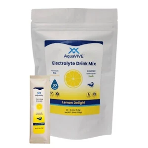 AquaVIVE™ Lemon Hydration Drink Mix Powder: Sugar-Free Electrolytes - 30 Packets - Picture 1 of 13