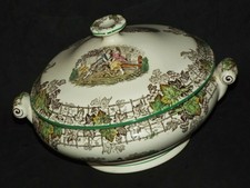 Copeland Spode Byron Green Trim Covered Vegetable Tureen VGC with no crazing.