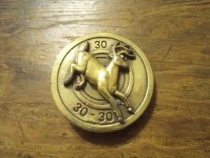 Great American Gürtelschnalle Co Chicago massiv Messing 30-30 Hirsch Ziel Bock Jäger - Bild 1 von 3