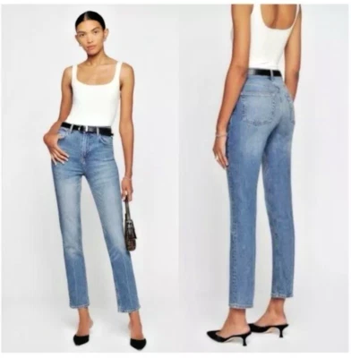 REFORMATION Women Size 24 Liza Ultra High Rise Straight Jeans Malta Wash Whisker - Image 1 of 4