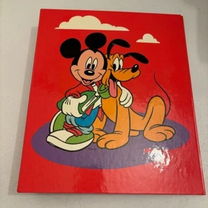 Vintage Disney Mickey Mouse Pluto red 3 ring binder made in Montreal Canada - Picture 1 of 11