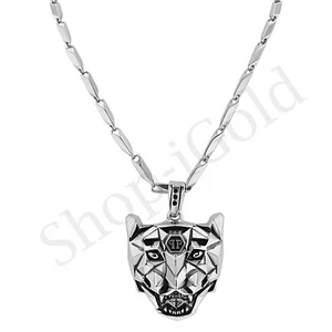 Men Women Stainless Steel Wolf Lion Tiger Head Pendant 24"' Bullet Chain Set - Picture 1 of 2
