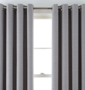 JCP Liz Claiborne Skyline Gray Quinn Basketweave Grommet Curtain Panel 50 X 63 - Picture 1 of 6