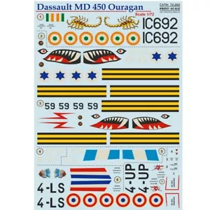 Calcomanías de tobogán Dassault MD 450 Ouragan escala impresa 72-262 calcomanías de avión 1:72 - Imagen 1 de 24