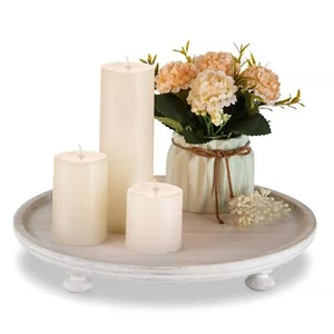 Wood Risers for Decor Rustic Round Wooden Pedestal Stand Tray for Display Far... - Picture 1 of 9