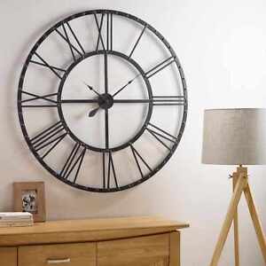 60CM EXTRA LARGE ROMAN NUMERALS SKELETON WALL CLOCK BIG GIANT OPEN FACE ROUND