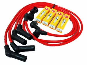 VMS 86-92 MAZDA RX7 FC3S 10.2MM SPARK WIRES & NGK PLATINUM PLUGS COMBO KIT RED - Picture 1 of 1