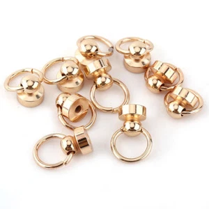 10pcs Brass Nail Rivet Chicago Stud Screw Round Head Ring Button Leathercraft SG - Picture 1 of 12